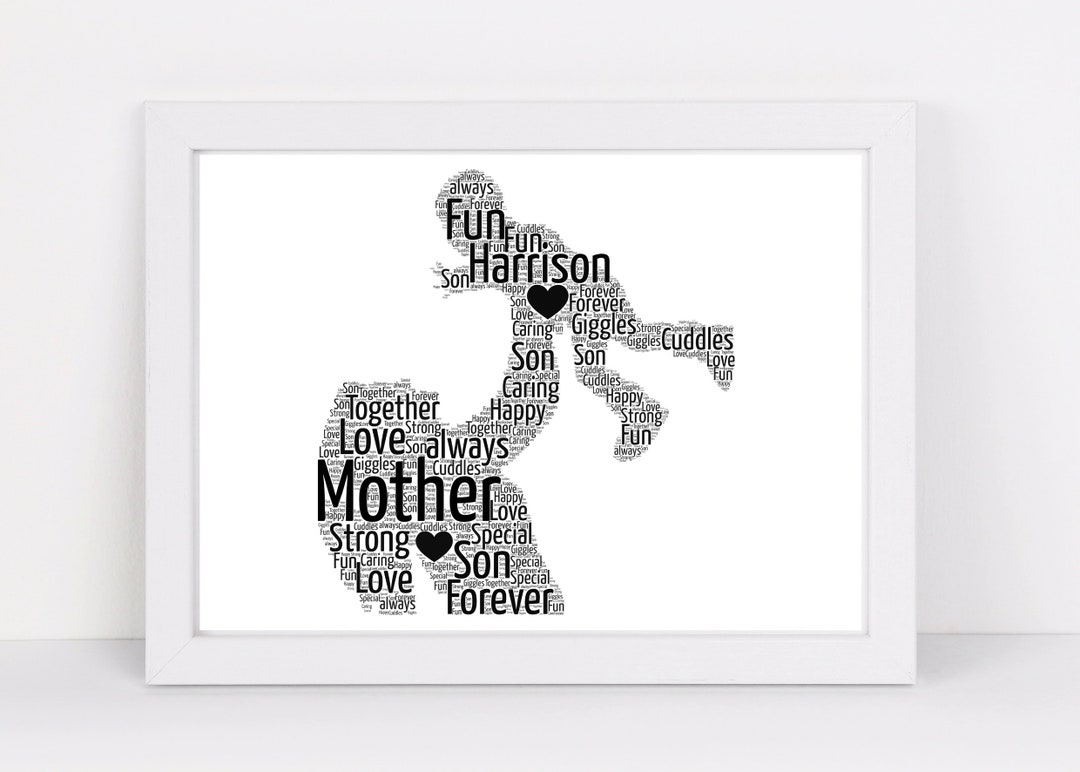Personalised Mother and Son Gift Wall Art Print - Mothers Day Gift ...