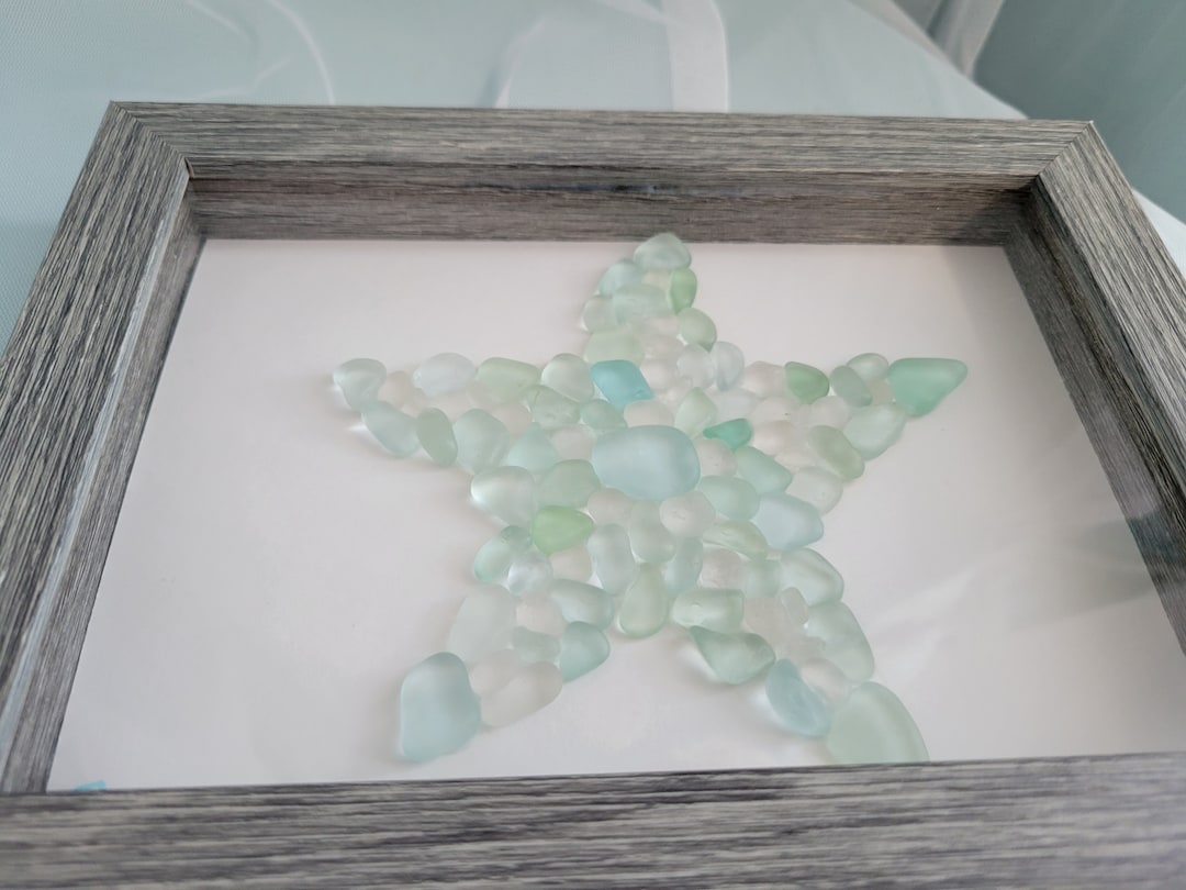 Framed 5x7 Starfish Art Made With Authentic Sea Glass - Etsy