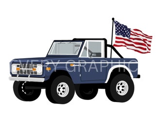 Fourth of July-Blue Ford Bronco Digital PNG-SVG-PDF Files | Sublimation | Printable| Waterslide| Sticker| Instant Download |T-shirt| Crafts