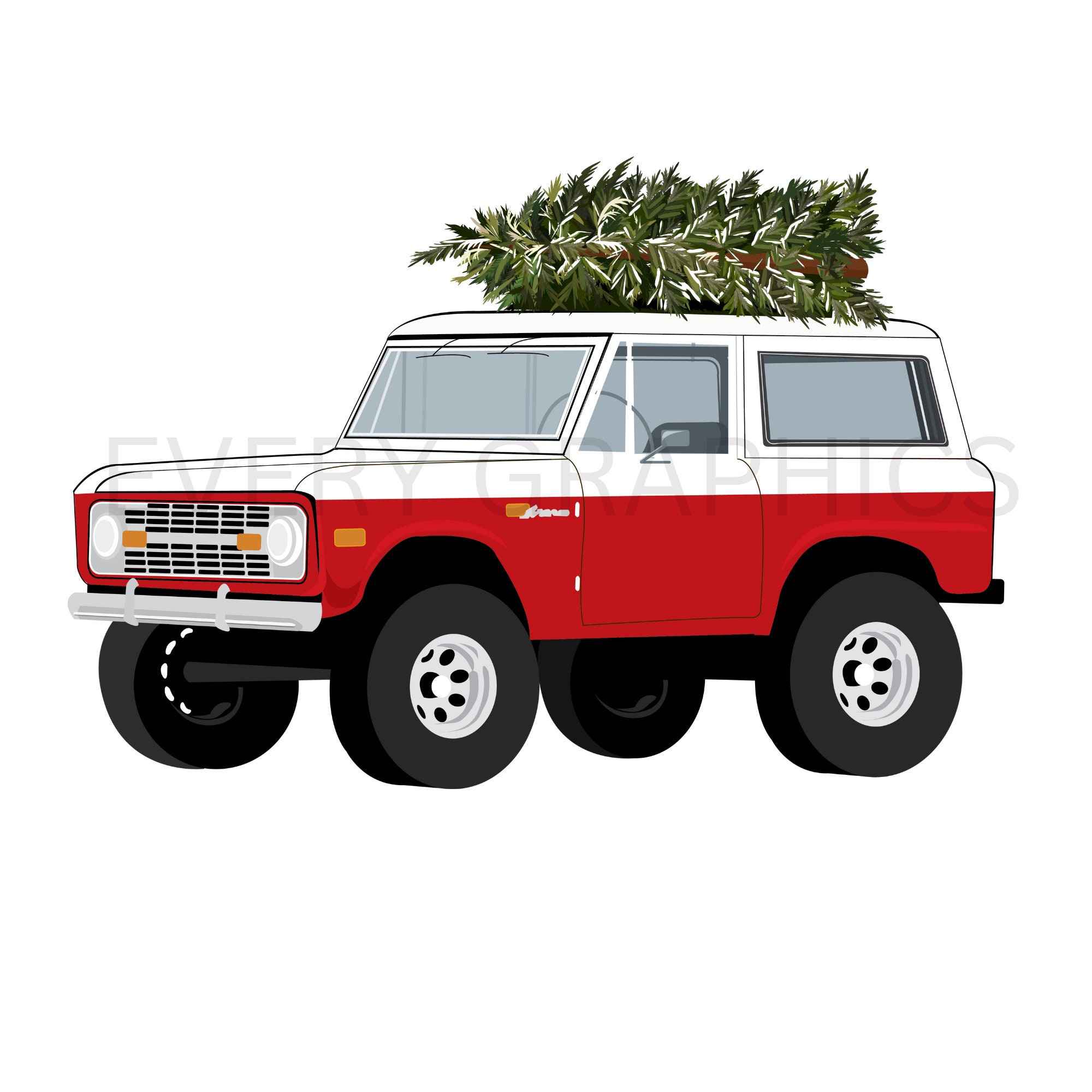 Christmas Red Ford Bronco Digital PNG-SVG-PDF Files image photo