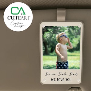 Personalized Photo Car Visor Clip for Dad,Gift For Dad, Father&#39;s Day Gift, Photo Gift for dad, Drive Safe Dad Gift,We Love Dad