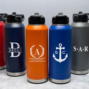 20oz Insulated Water Bottle With Flip Top Chug Spout / Large Strawless  Stainless Steel Water Bottle Personalized With Engraved Name 