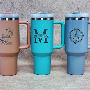 Custom Logo 40oz Tumbler With Handle, Personalized 40oz Tumbler with Handle & Straw, Custom Cup with logo, Custom Logo Tumbler image 5