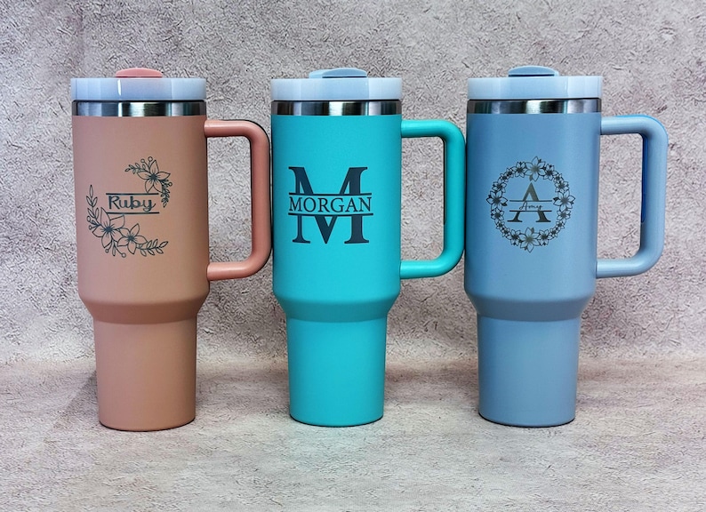 Custom Logo 40oz Tumbler With Handle, Personalized 40oz Tumbler with Handle & Straw, Custom Cup with logo, Custom Logo Tumbler image 5