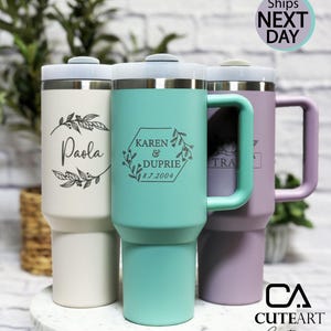 Custom Logo 40oz Tumbler With Handle, Personalized 40oz Tumbler with Handle & Straw, Custom Cup with logo, Custom Logo Tumbler image 1