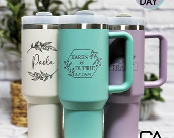 Custom Logo 40oz Tumbler With Handle, Personalized 40oz Tumbler with Handle & Straw, Custom Cup with logo, Custom Logo Tumbler