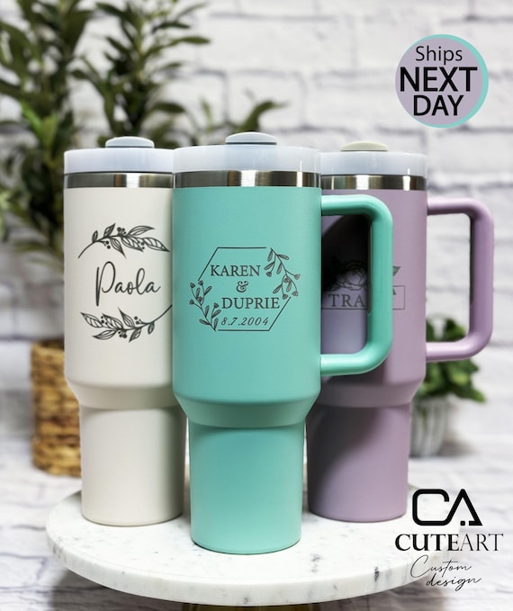 Custom Logo 40oz Tumbler With Handle, Personalized 40oz Tumbler with Handle & Straw, Custom Cup with logo, Custom Logo Tumbler