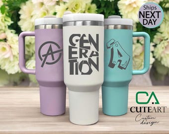 Custom Logo 40oz Tumbler With Handle, Personalized 40oz Tumbler with Handle & Straw, Custom Cup with logo, Custom Logo Tumbler