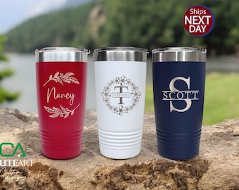 Personalized 20oz Tumbler, Laser Engraved Tumbler, Custom Logo Engraved 20 oz Tumbler, Monogram Cup, Custom Text Tumbler, Christmas Gift