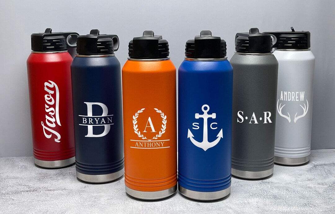 Personalized Laser Engraved Water Bottle With Custom Image Logo Text