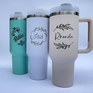 Custom Logo 40oz Tumbler With Handle, Personalized 40oz Tumbler with Handle & Straw, Custom Cup with logo, Custom Logo Tumbler image 2