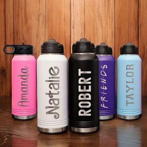 Personalized Laser Engraved Water Bottle With Custom Logo Name Text ...