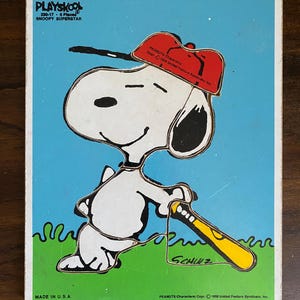 1970s 【PLAYSKOOL】 Peanuts Snoopy & Charlie Brown Wood