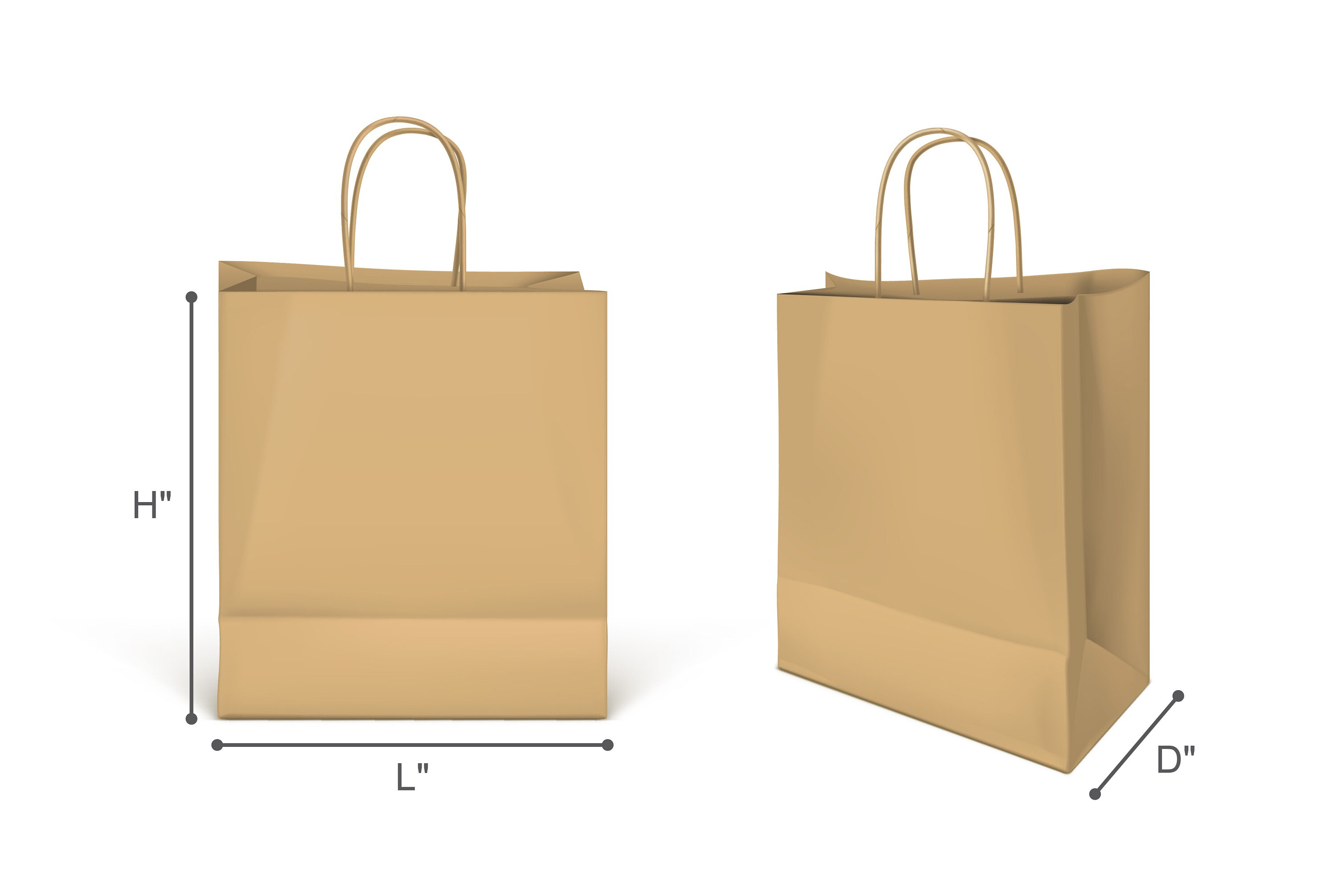 250 Custom Full Color Kraft Paper Bag, Shopping Bags With Handle, Clothes Merchandise Bag