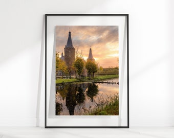 Printable, Sunrise at Hoensbroek Castle, Hoensbroek, Netherlands, Digital Download, Nostalgia, Europe, Limburg, Wall Art, Home Decor