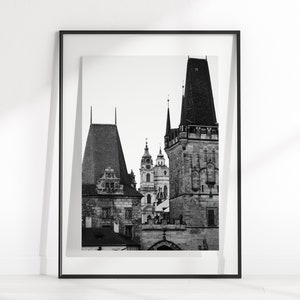 Black and White Prague, Charles Bridge, Praha, Travel Photo, Photo Print, Europe, Wall Art, Home Decor