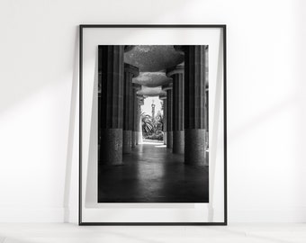 Parc Guell in Black and White, Barcelona, Spain, Photo Print, Europe, Wall Art, Home Decor