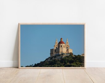 Printable, Mellieha Parish Church, Malta, Mediterranean Island, Digital Download, Europe, Wall Art, Home Decor
