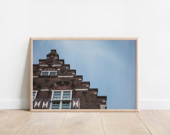 Printable, Stepped Roof in Dordrecht, Netherlands, Dutch, Holland, Digital Download, Dutch roofs, Europe, Wall Art, Home Decor