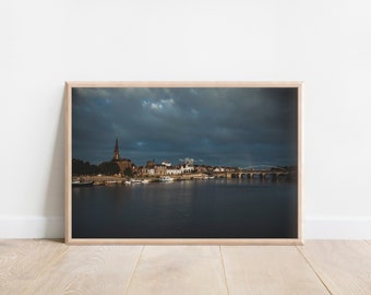 Printable, Sun Shining on Maastricht, Storm Clouds, Netherlands, Digital Download, Maas River, Europe, Wall Art, Home Decor