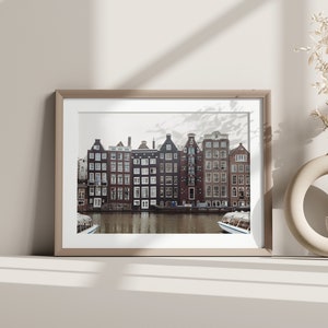 Amsterdam Canal Houses, Netherlands Photo Print, European Wall Art, Travel Photography, Neutral, Home Decor, Urban Architecture
