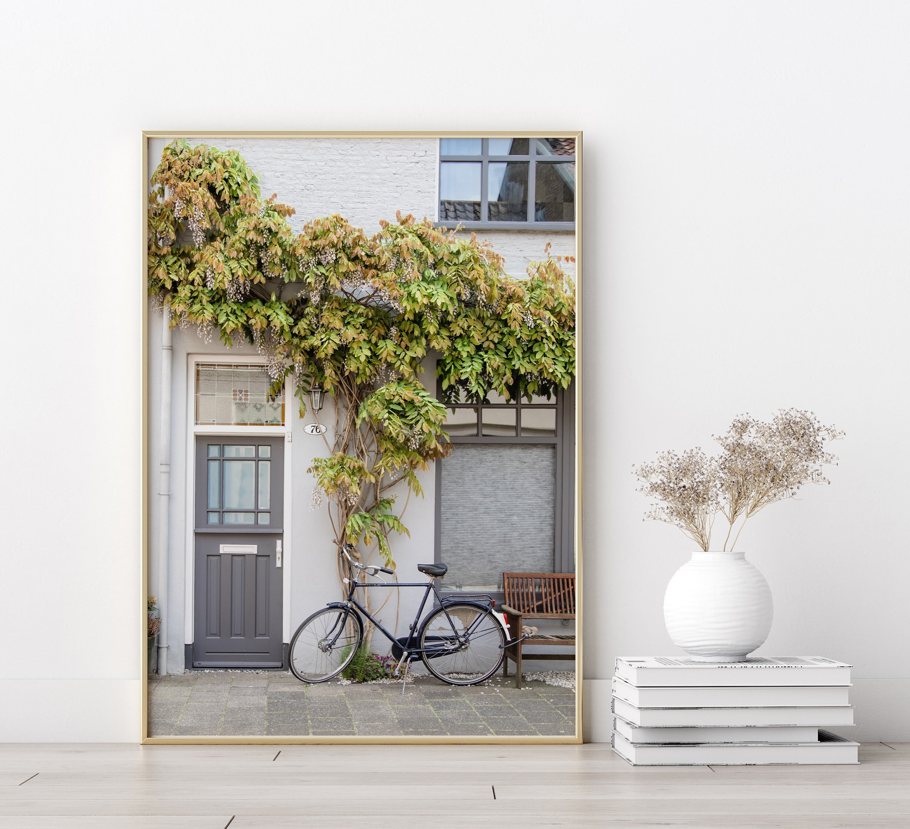Dutch Scene with Bike, Dordrecht, Netherlands, Photo Print, Nostalgia, Europe, Wall Art, Home Decor