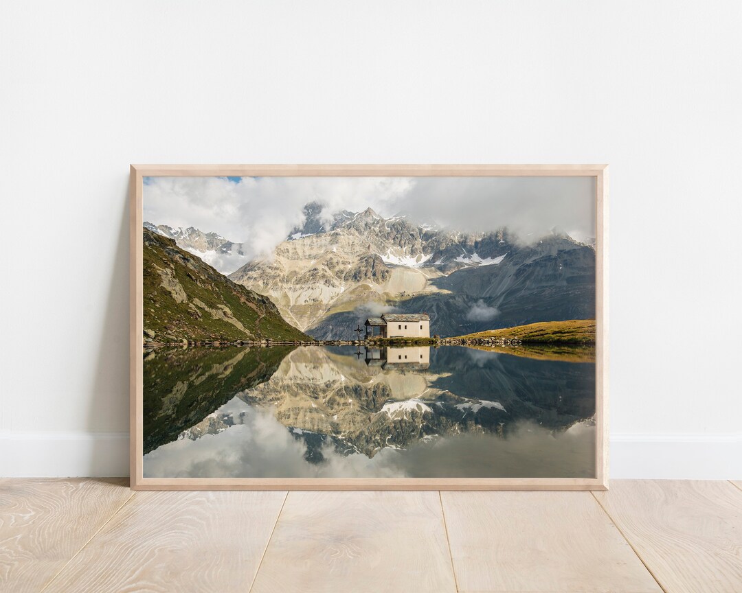 Chapel With Reflection Below the Matterhorn, Zermatt, Switzerland