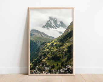 Printable, The Matterhorn above Zermatt, Switzerland, Digital Download, Europe, Wall Art, Nature, Home Decor