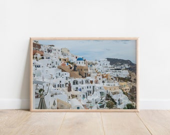 Printable, Santorini Views, Greece, White buildings of Santorini, Digital Download, Europe, Wall Art, Home Decor
