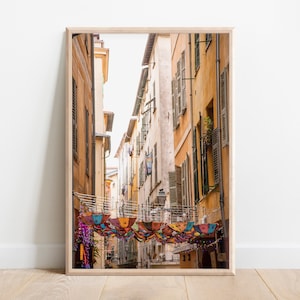 Printable, bunte Straße in der Altstadt von Nizza, Frankreich, digitaler Download, Europa, Wandkunst, französische Wohnkultur