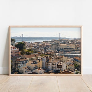 Printable, Lisbon Skyline, Ponte 25 de Abril, Portugal, Digital Download, Europe, Wall Art, Home Decor