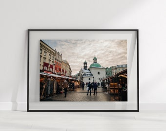Polish Christmas Market View, Photo Print, Krakow, Poland, European Travel Photo, Wall Art, Home Decor