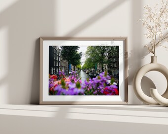 Amsterdam Canal in Summertime Photo Print, Europe Travel Photography, Wall art, Home Decor, Netherlands Photo, Dutch Art