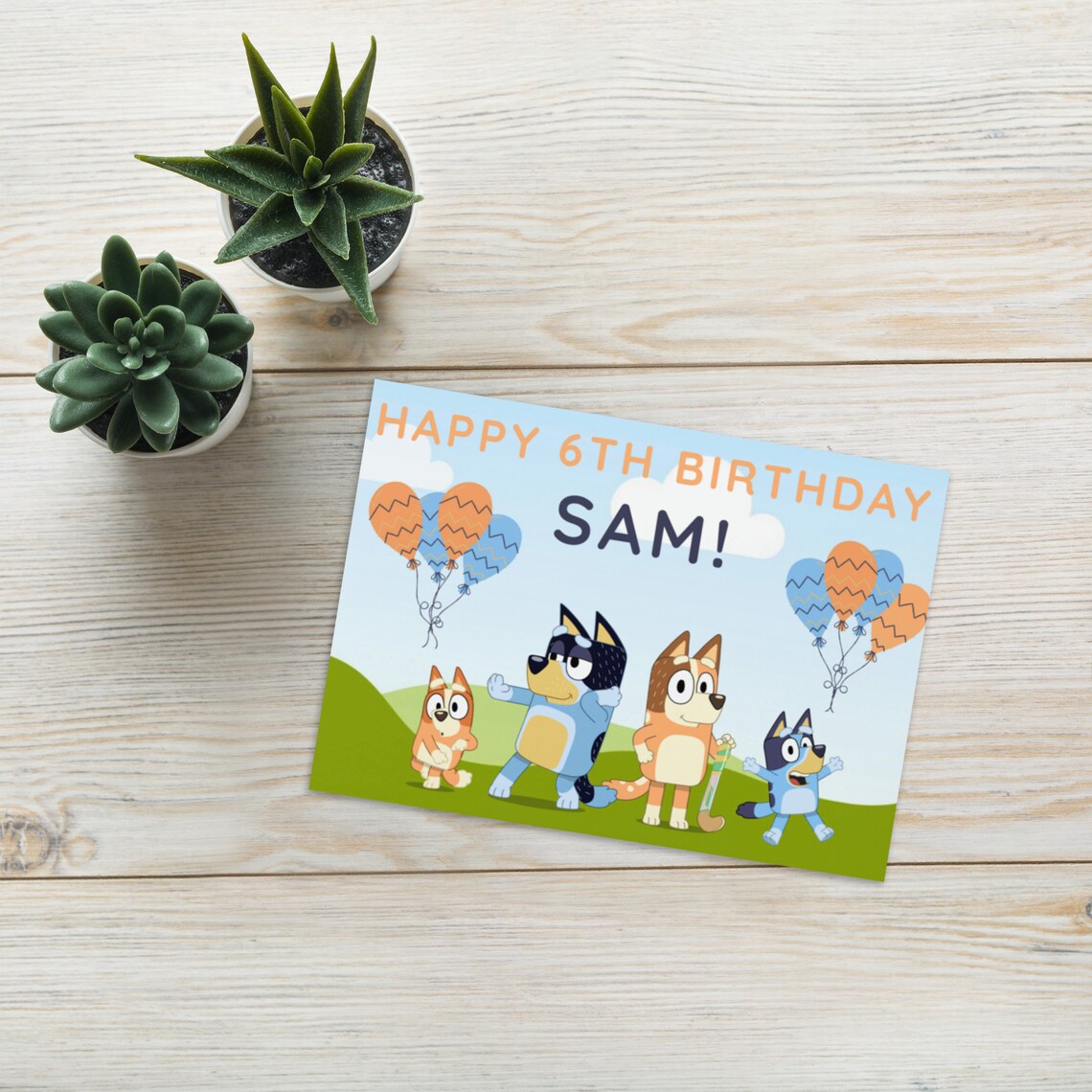 CUSTOMISABLE BLUEY INSPIRED Happy Birthday Greeting Card Boy Etsy UK