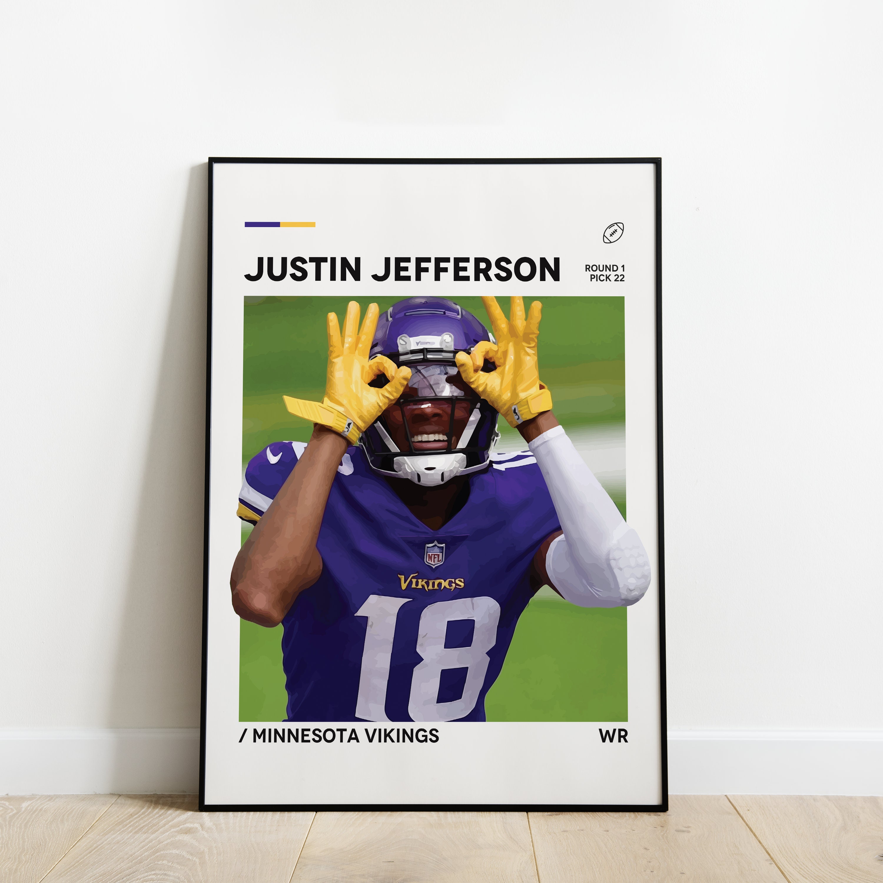 Justin Jefferson Poster NFL Poster Minnesota Vikings Poster Etsy