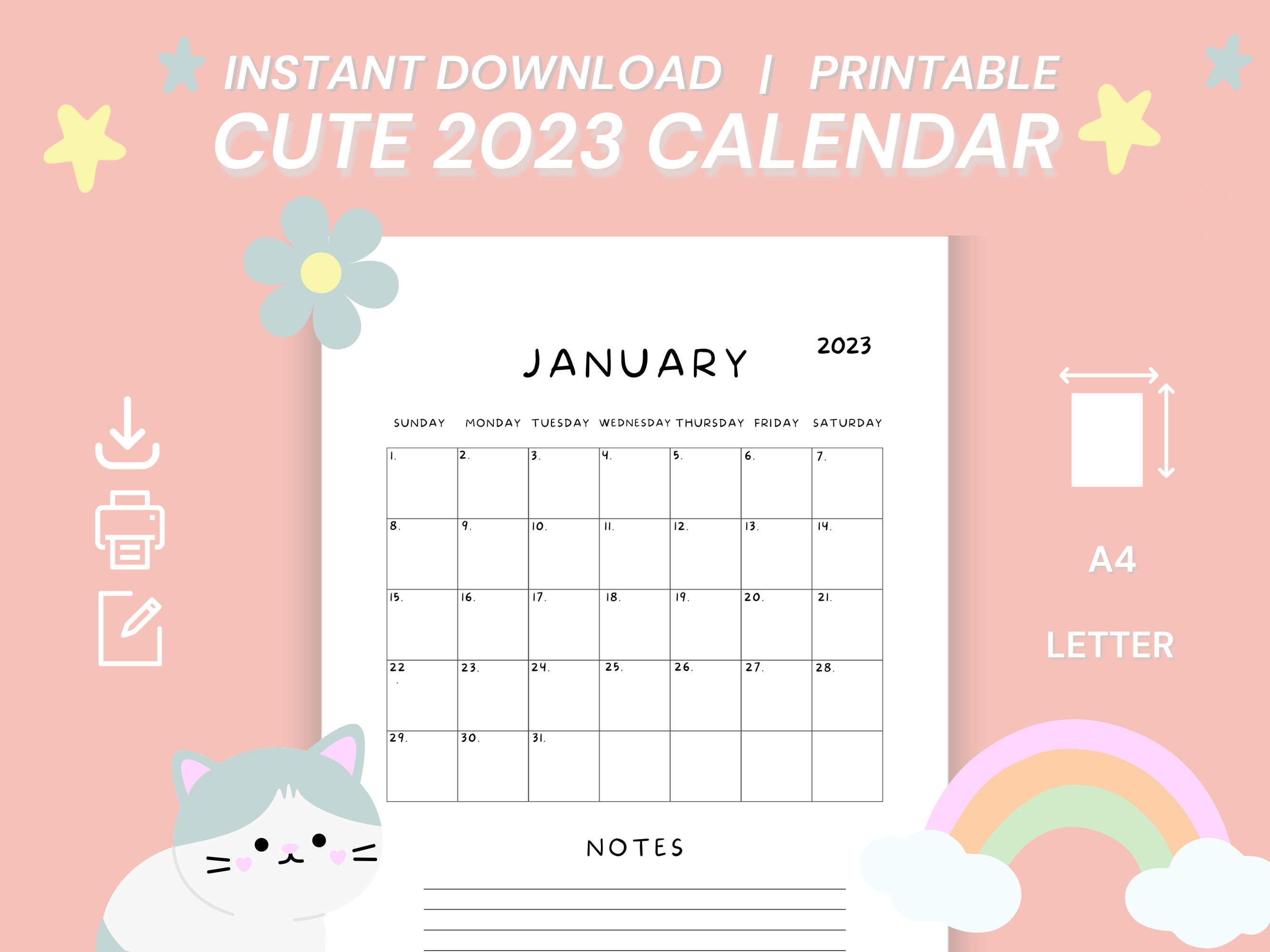 Cute Calendar Printable Cute Calendar Cute Desk Calendar Desk