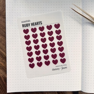 Pegatinas de corazón translúcidas vibrantes / Dorado, azul y rubí / Seguimiento de emociones para Bullet Journal / Accesorios para planificadores / Mate transparente