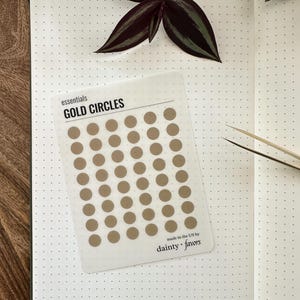 Pegatinas de puntos circulares translúcidos / Pegatinas de planificador de bolsillo / Elementos esenciales para Bullet Journal / Dorado, Sunshine, Azure y Ruby / 0,25 pulgadas