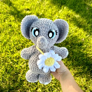 Grey Elephant Plushie, Crochet Plush, Baby Elephant, Stuffed Animal Gift, Handmade Soft Toy Elephant, Baby Shower Gift, Safari Nursery Decor