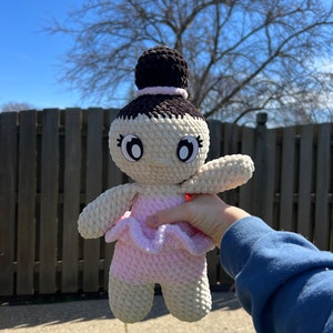 Crochet Ballerina Toy, Pastel Pink Doll, Dance Recital Gift, Plush Doll, Ballet Theme, Pink Nursery Decor, Pink Ballerina Dancer, Dance Gift