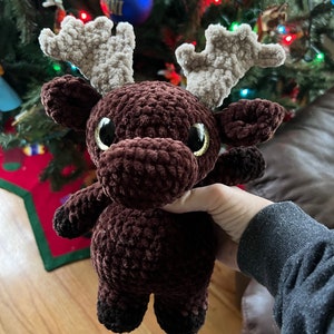 Crochet Moose Plushie, Crochet Toy, Amigurumi Moose, Stuffed Dark Brown  Moose, Handmade Plush Toy, Small Soft Plushie, Crochet Moose Toy
