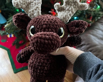 Crochet Moose Plushie, Crochet Toy, Amigurumi Moose, Stuffed Dark Brown  Moose, Handmade Plush Toy, Small Soft Plushie, Crochet Moose Toy