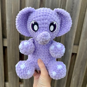 Purple Elephant Plushie, Crochet Plush, Baby Elephant, Stuffed Animal Gift, Handmade Soft Elephant, Baby Shower Gift, Safari Nursery Decor