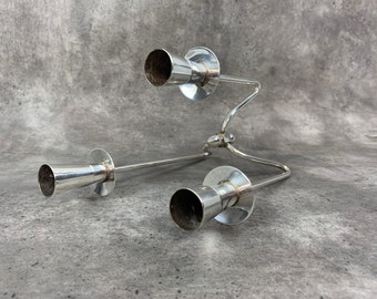 Vintage BERG 90 Denmark candle holder // Silver plated candlestick // Modernist //1960s