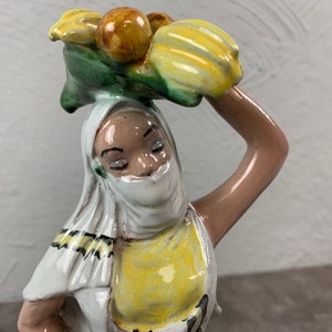 Art Deco porcelain figurine // Lady with fruit basket // Hungary // Vintage // Art object // 1930s