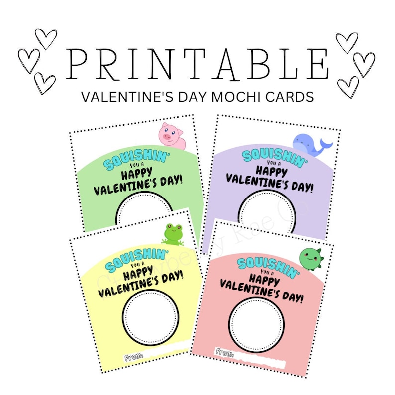 PRINTABLE Mochi Valentine's Day Cards Etsy
