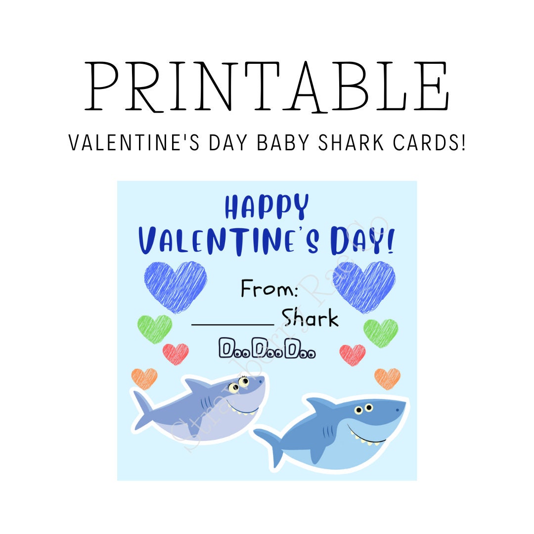 PRINTABLE Baby Shark Valentine's Day Cards - Etsy