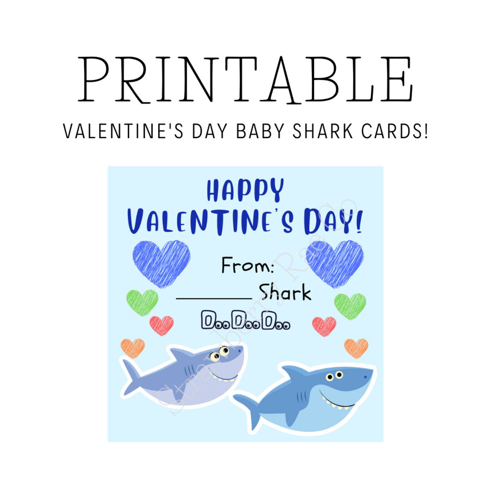 PRINTABLE Baby Shark Valentine's Day Cards Etsy