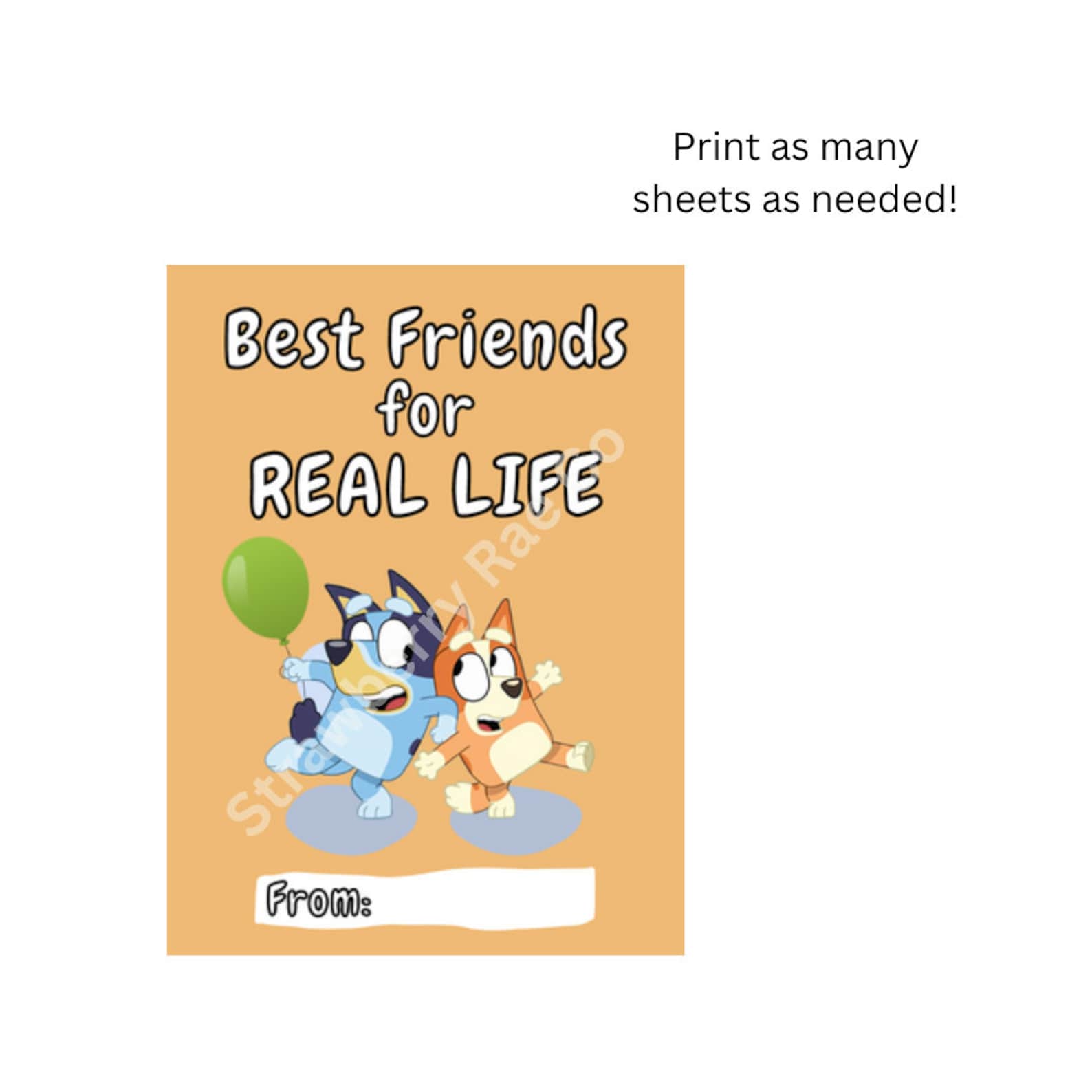 PRINTABLE Bluey Themed Valentine's Day Cards - Etsy