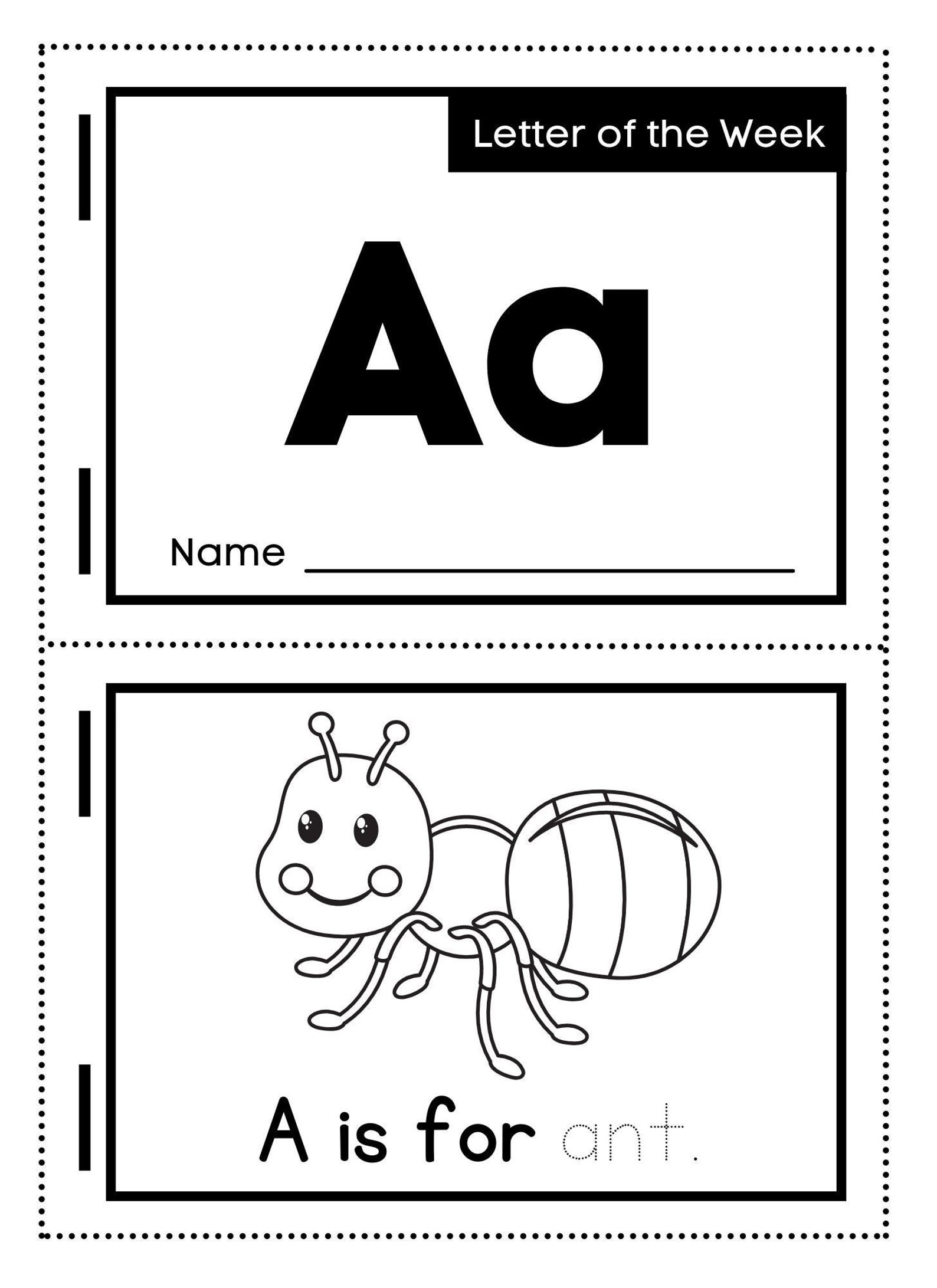 Letter Of The Week Alphabet Flashcards Letter Tracing Etsy